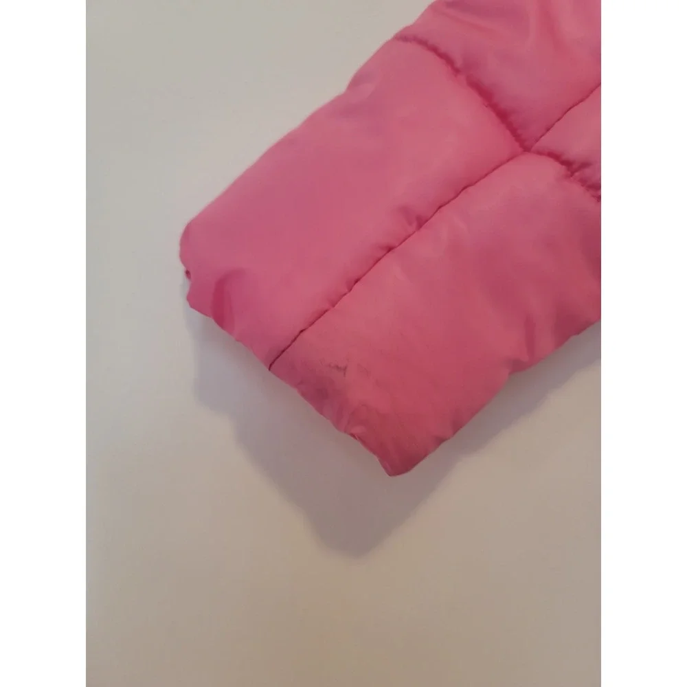 R1881 By S.Rothschild L(14) Pink Puffer Jacket Hooded Faux Fur Big Girls Neon